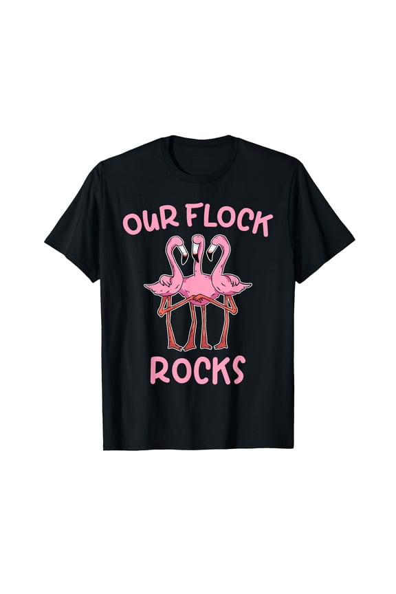 Our Flock Rocks Flamingo Matching Family Vacation Group T-Shirt
