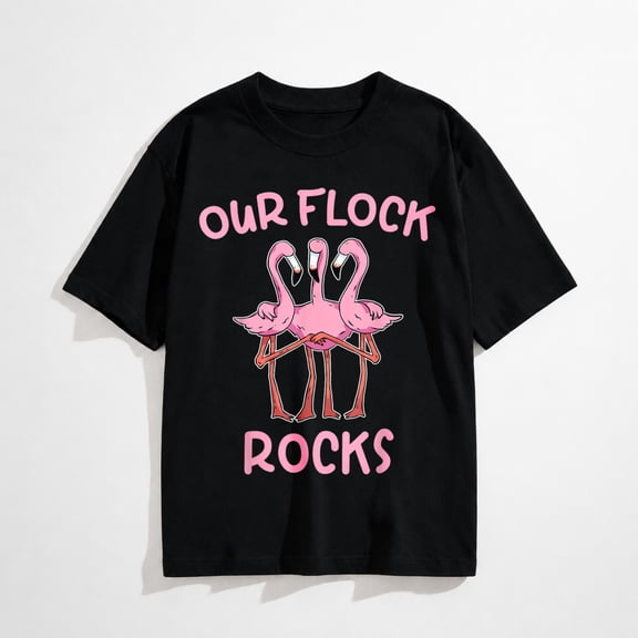 Our Flock Rocks Flamingo Matching Family Vacation Group T-Shirt