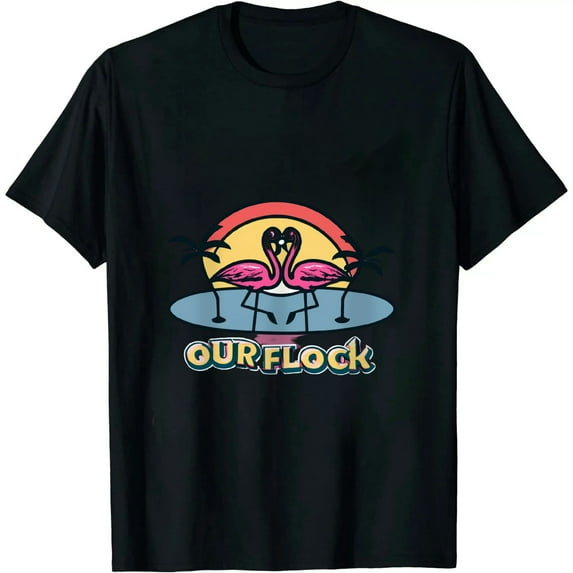 Our Flock Rocks Flamingos Lover Family Vacation Group T-Shirt