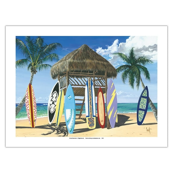 Our Gang - Surfboard Art - From an Original Color Painting by Scott Westmoreland - Fine Art Matte Paper Print (Unframed) 24x32in