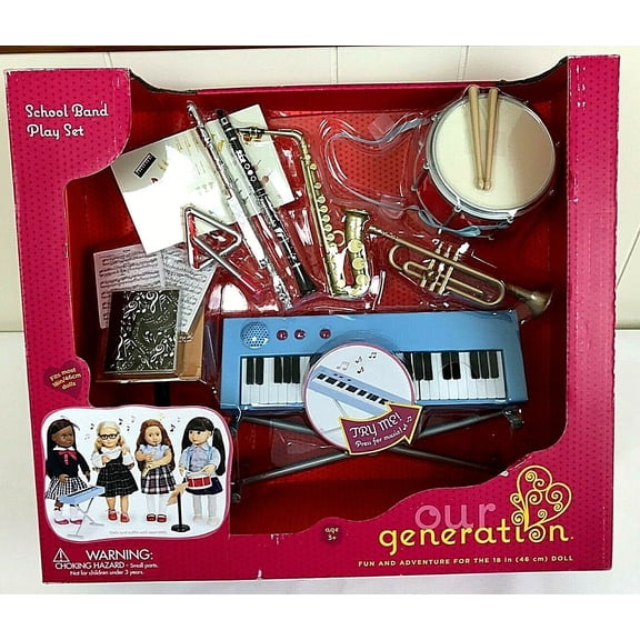 Our Generation 18" Doll School Band Set Keyboard Flute Drum Instruments Trumpet