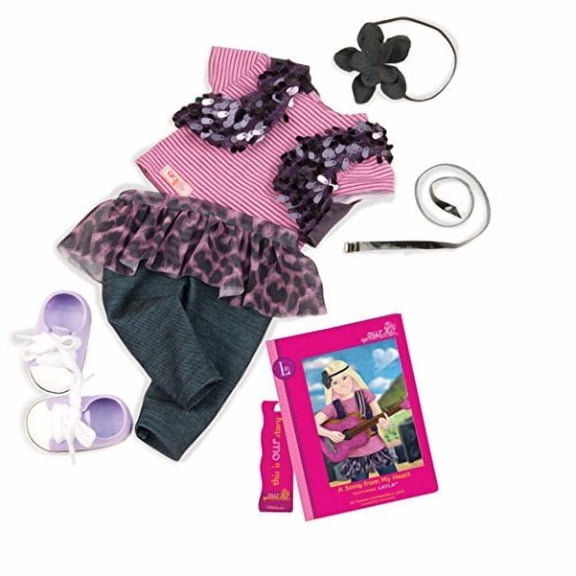 Our Generation Deluxe Poseable Layla Doll with Musical Accessories, 2 Performance-Worthy Outfits, and Storybook