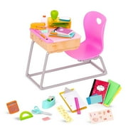Our Generation Flying Colors School Desk & Supplies Accessory Set for 18 Dolls