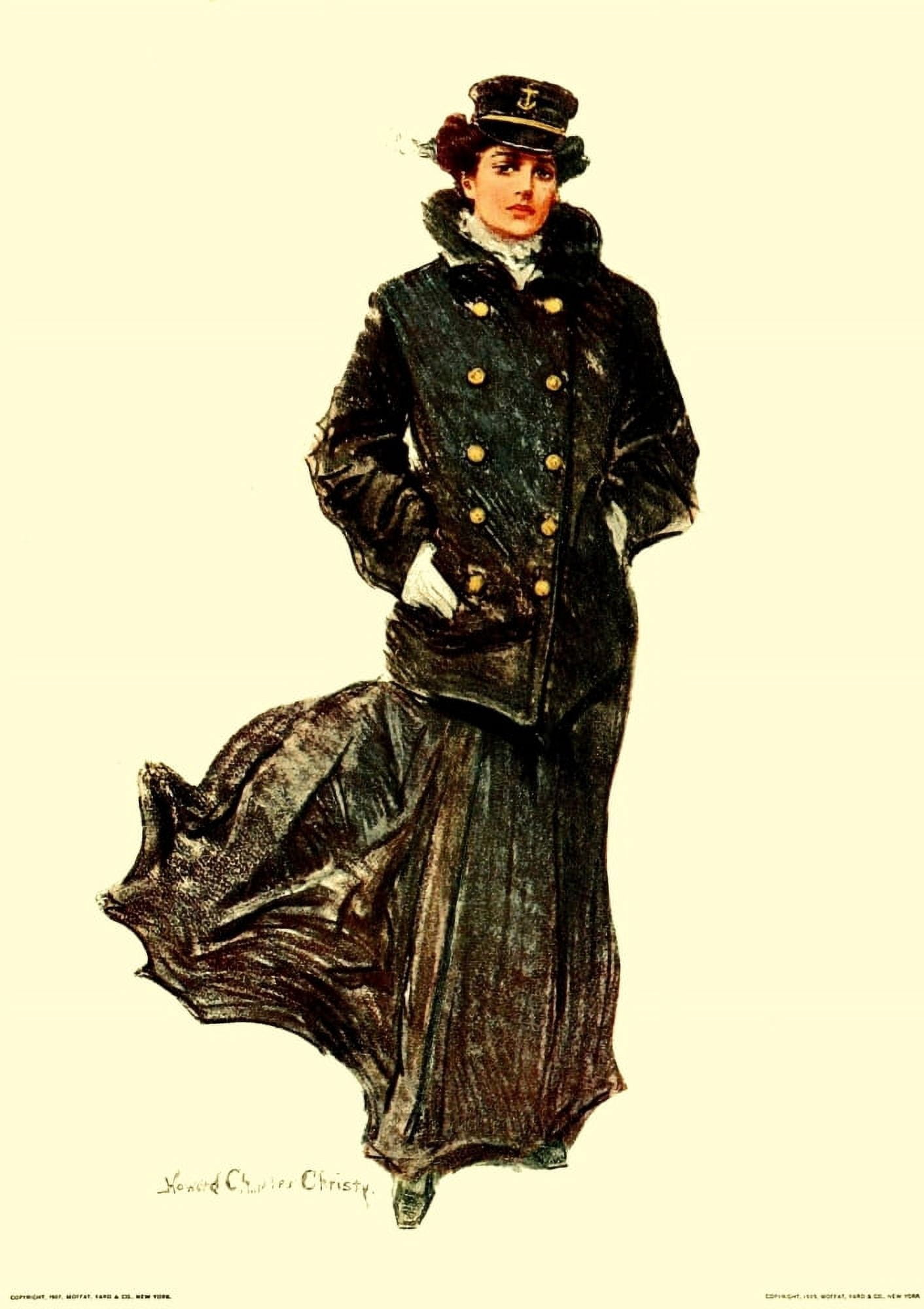 Our Girls 1907 Lady in overcoat Canvas Art - Howard Chandler Christy (18 x 24)