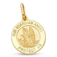 thumbnail image 1 of Our Guardian Angel Pendant Solid 14k Yellow Gold Medal Coin Charm Christian Style 18 x 15 mm, 1 of 1