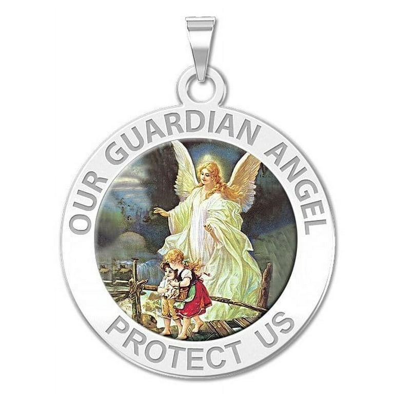 Our Guardian Angel Round Religious Color Medal 3 4 X 3 4 Inch