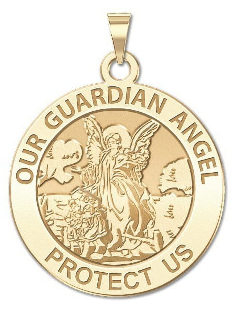Our Guardian Angel - Round Religious Medal - 1 Inch X 1 Inch -Solid 14K ...