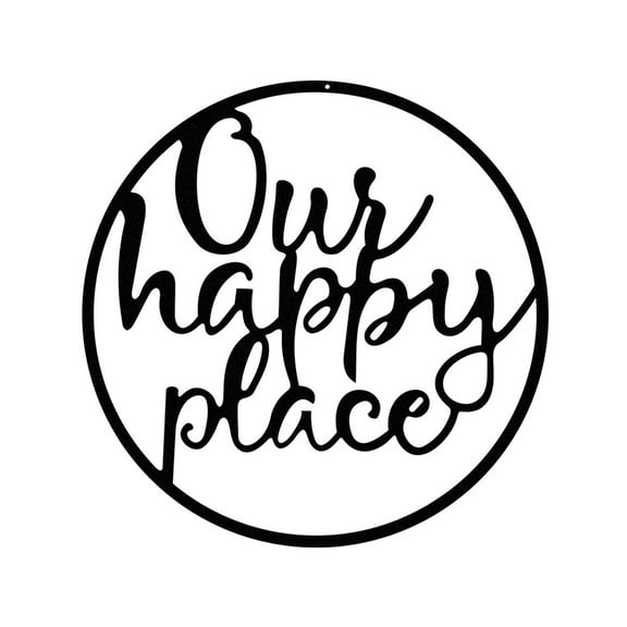 HELLOYOUNG New Our Happy Place Metal Wall Sign Metal Wall Hanging Art Indoor Wall Sticker Living Room/Home Decoration