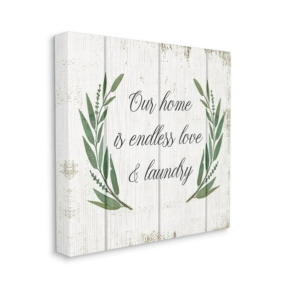 Our Home Is Endless Love and Laundry Phrase Typography Gallery-Wrapped Canvas Print Wall Art, 17x17
