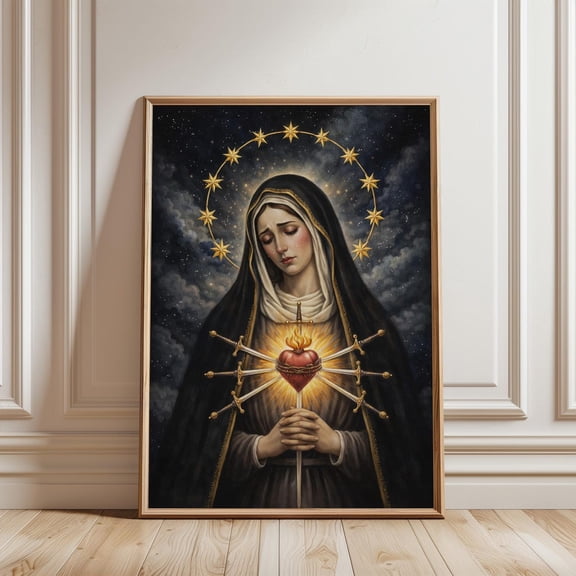 Our Lady Of Sorrows Picture, Religious Christian Art Wall Art Print