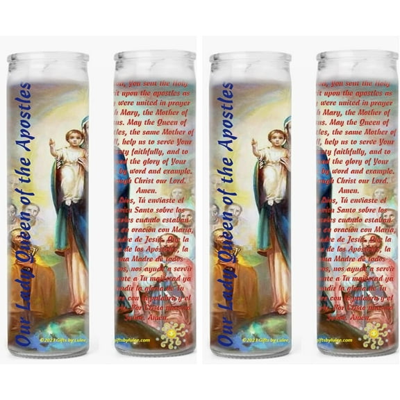 Our Lady Queen of The Apostles Pentecost with Mary Set of Candles and Prayer Card (4 Candles)