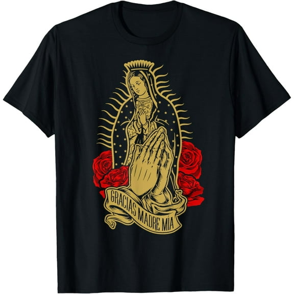 Our Lady Virgen De Guadalupe Virgin Mary Gracias Madre Mía T-Shirtmen and women can wear, black, white, gifts.S,M,L,XL,2XL,3XL,1864XL