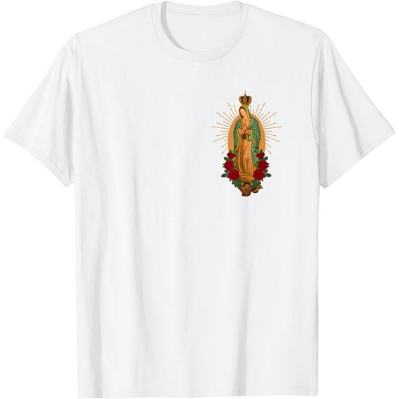 Our Lady Virgen De Guadalupe Virgin Mary Linda Floral Pocket T-Shirt