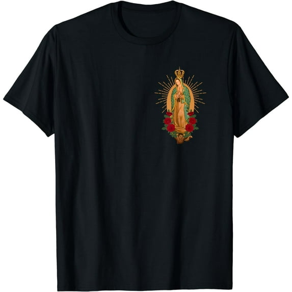 Our Lady Virgen De Guadalupe Virgin Mary Linda Floral Pocket T-Shirt