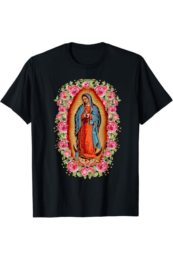 Our Lady Virgen De Guadalupe Virgin Mary T-Shirt Black Small