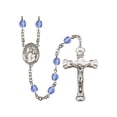 thumbnail image 1 of Our Lady of Consolation Silver-Plated Rosary 6mm September Blue Fire Polished Beads Crucifix Size 1 5/8 x 1 medal charm, 1 of 1