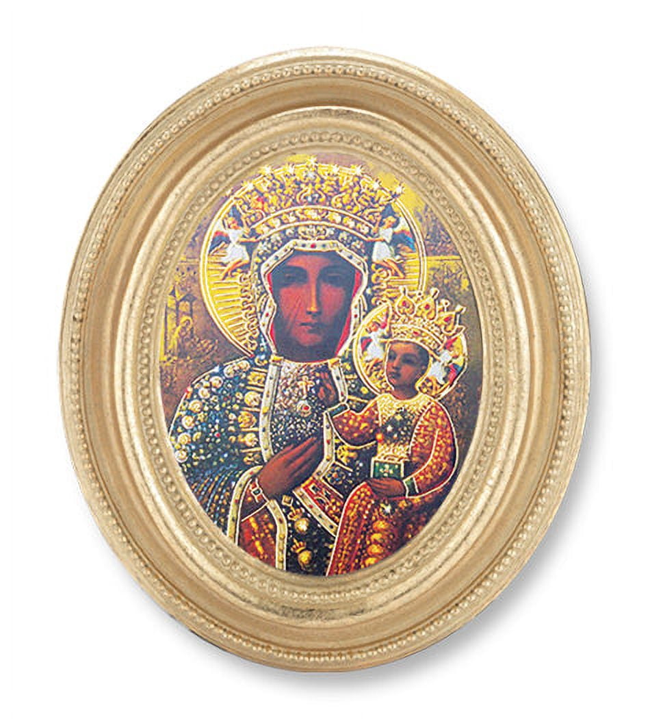 Our Lady of Czestochowa Picture Framed Print Small, Oval Gold-Leaf ...