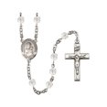 thumbnail image 1 of Our Lady of Czestochowa Silver-Plated Rosary 6mm April Crystal Fire Polished Beads Crucifix Size 1 3/8 x 3/4 medal charm, 1 of 1