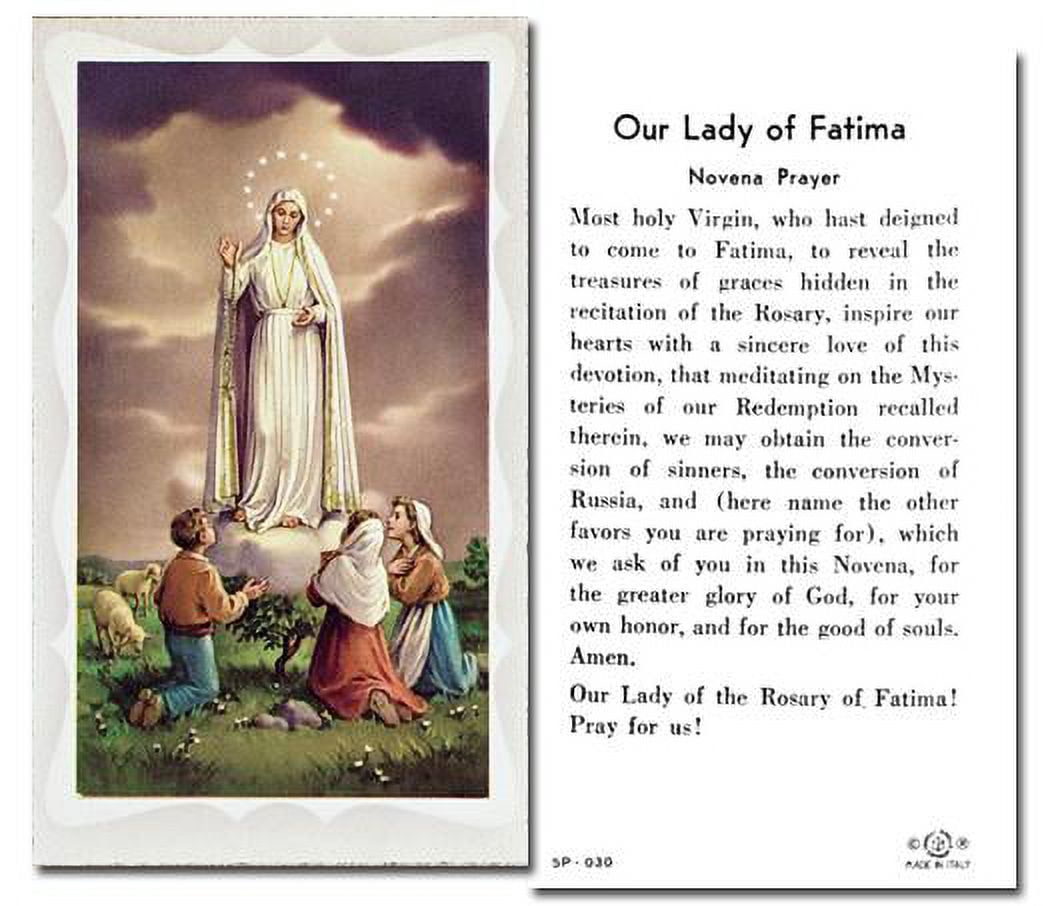 Our Lady of Fatima Catholic Prayer Holy Card with Prayer on Back, Pack ...