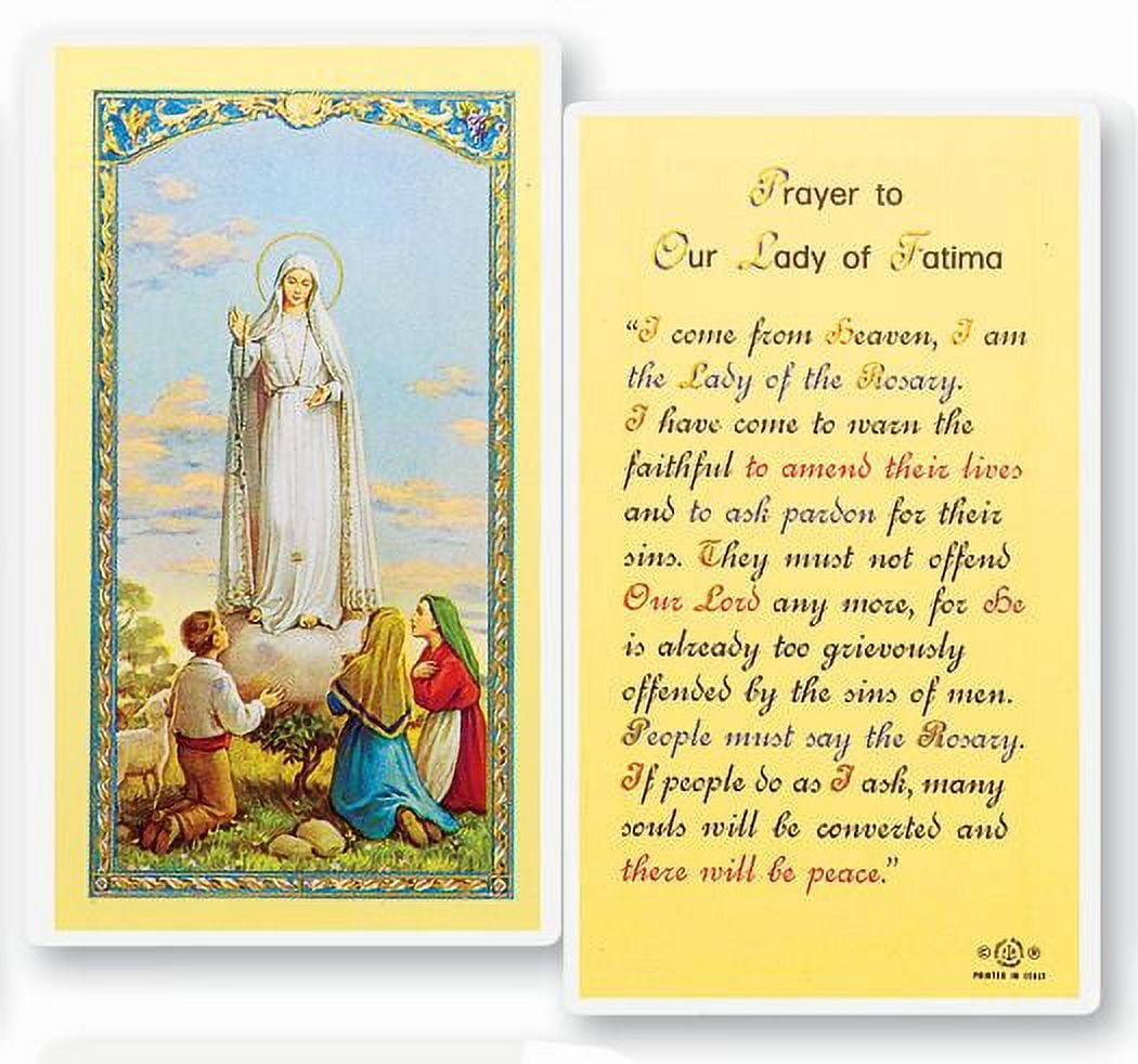 Our Lady of Fatima Laminated Catholic Prayer Holy Card with Prayer on ...