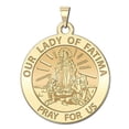thumbnail image 1 of Our Lady of Fatima Religious Medal - 2/3 Inch Size of Dime, Solid 14K Yellow Gold, 1 of 2