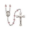 thumbnail image 1 of Our Lady of Fatima Silver-Plated Rosary 6mm June Light Purple Fire Polished Beads Crucifix Size 1 5/8 x 1 medal charm, 1 of 1
