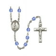 thumbnail image 1 of Our Lady of Fatima Silver-Plated Rosary 6mm September Blue Fire Polished Beads Crucifix Size 1 3/8 x 3/4 medal charm, 1 of 1