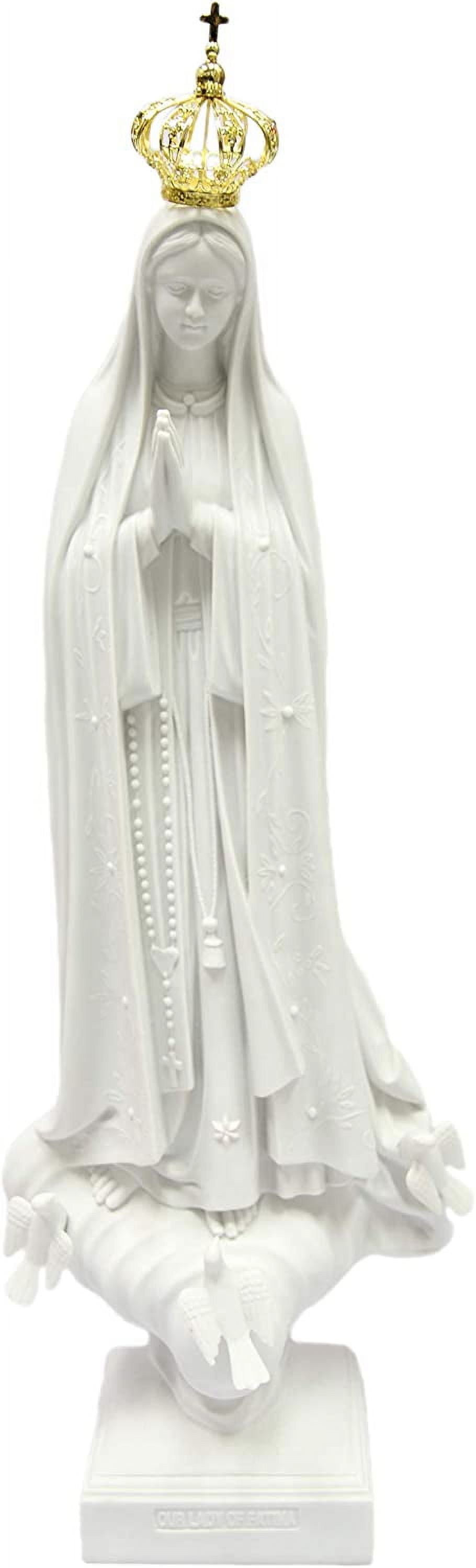 Our Lady of Fatima Virgin Mary with Crown White Statue Sculpture ...