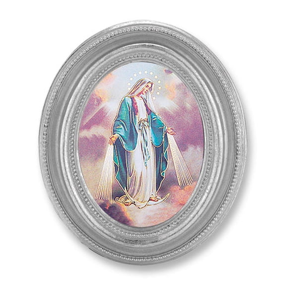 Our Lady of Grace Picture Framed Print, Small, Oval Silver-Leaf Frame