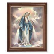 Our Lady of Grace Picture Framed Wall Art Decor Extra Large, Classic Dark Walnut Finished Frame with Gold Beaded Lip