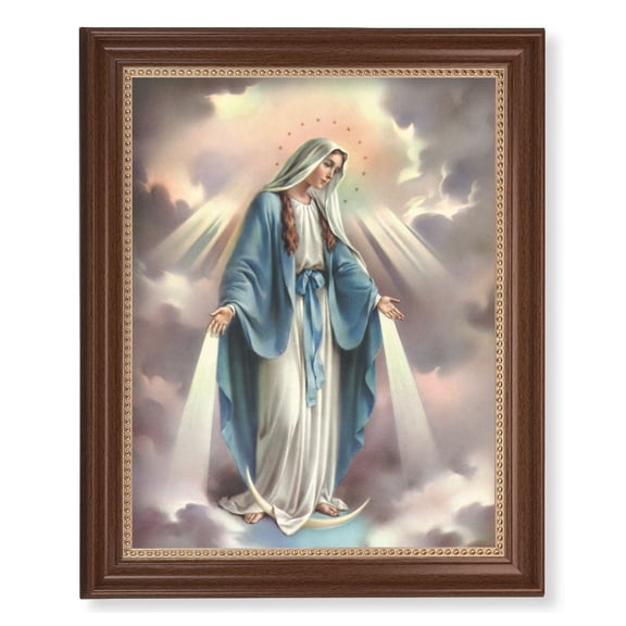 Our Lady of Grace Picture Framed Wall Art Decor Extra Large, Classic Dark Walnut Finished Frame with Gold Beaded Lip
