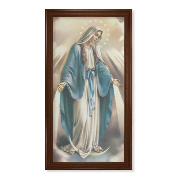 Our Lady of Grace Picture Framed Wall Art Decor Extra Large, Natural Walnut Finishe Classic Fluted Frame