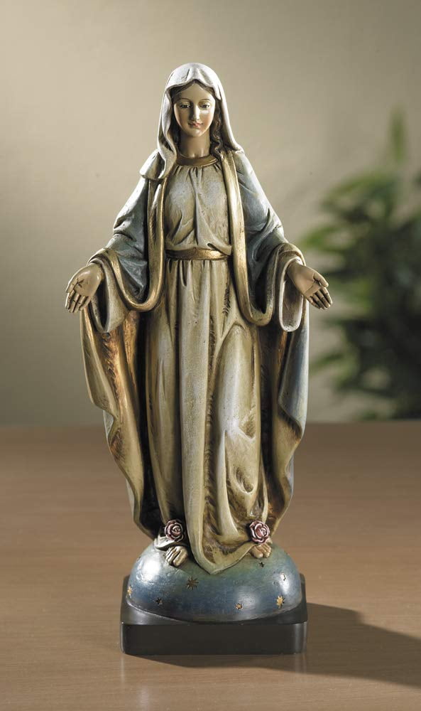8.25-Inch Painted Wood Our Lady of Grace Figurine