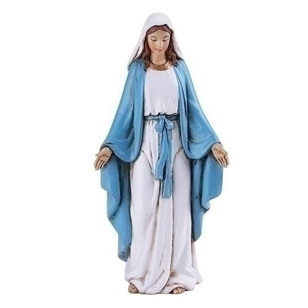 Graceful Virgin Mary Resin Statue in Blue and White Robes