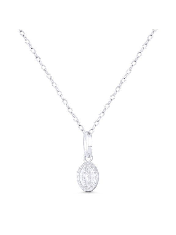 Our Lady of Guadalupe Blessed Virgin Mary Medal 16x6mm (0.6inx0.24in) Pendant & Chain Necklace in .925 Sterling Silver