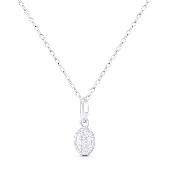 Our Lady of Guadalupe Blessed Virgin Mary Medal 16x6mm (0.6inx0.24in) Pendant in .925 Sterling Silver