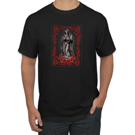 Our Lady of Guadalupe Blessed Virgin Mary Religious Inspirational/Christian Men's Graphic T-Shirt, Black, X-Large