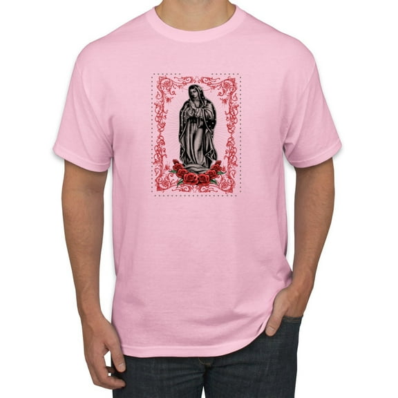 Our Lady of Guadalupe Blessed Virgin Mary Religious Inspirational/Christian Men's Graphic T-Shirt, Light Pink, 5XL