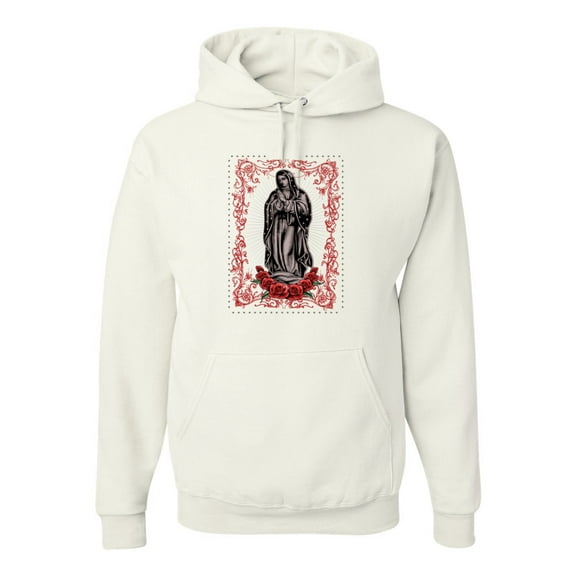 Our Lady of Guadalupe Blessed Virgin Mary Religious Inspirational/Christian Unisex Graphic Hoodie Sweatshirt, White, Large