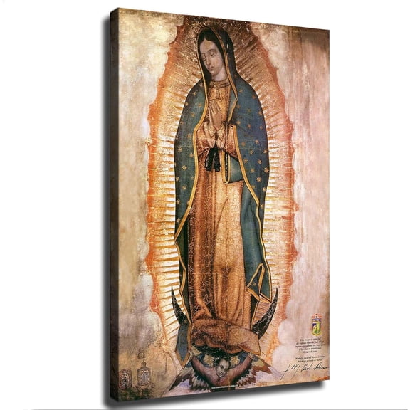 Our Lady of Guadalupe Canvas Poster Holiday Gift HD Picture Modern Aesthetics Mural Wall Art Decoration (Framed,16×24inch)