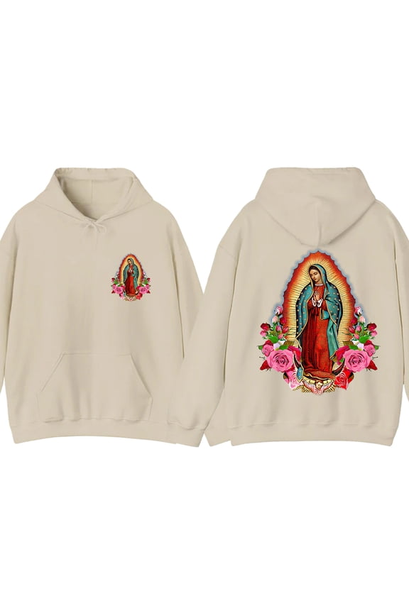 Our Lady of Guadalupe Hoodie – Virgin Mary Catholic Graphic Sweatshirt, Religious Unisex Pullover, Spiritual Gift for Men & Women