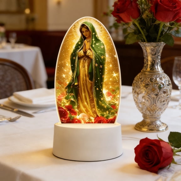 Our Lady of Guadalupe Night Light LED - USB Religious Spiritual Decor Gift for Catholics, First Communion, Christmas (20cm Tall)