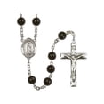 thumbnail image 1 of Our Lady of Guadalupe Silver-Plated Rosary 7mm Black Onyx Beads Crucifix Size 1 3/4 x 1 medal charm, 1 of 1