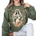 thumbnail image 1 of Our Lady of Guadalupe Sweatshirt – Virgin Mary Floral Pullover, Catholic Church Faith Based Sweater, Unisex Religious Cotton Apparel, 1 of 7