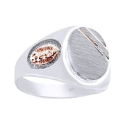 AFFY Our Lady of Guadalupe Two-Tone 14k White Gold Over 925 Sterling Silver Signet Mens Ring, Ring Size 14