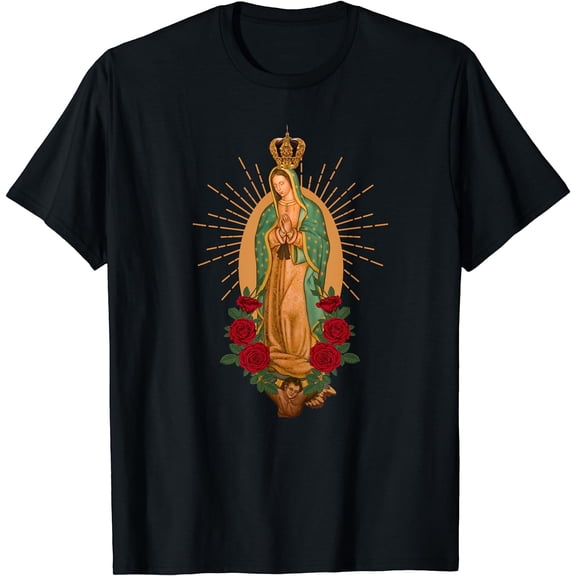 Our Lady of Guadalupe Virgen De Guadalupe Virgin Mary Linda T-Shirt Black Small