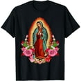 thumbnail image 1 of Our Lady of Guadalupe Virgin Mary T-Shirt Black Large, 1 of 4