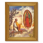 Our Lady of Guadalupe with Juan Diego Picture Framed Wall Art Decor, Large, Antique Gold-Leaf Classic Frame