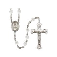 thumbnail image 1 of Our Lady of Hope Silver-Plated Rosary 6mm April Crystal Fire Polished Beads Crucifix Size 1 5/8 x 1 medal charm, 1 of 1