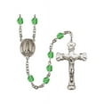 thumbnail image 1 of Our Lady of Kibeho Silver-Plated Rosary 6mm August Green Fire Polished Beads Crucifix Size 1 5/8 x 1 medal charm, 1 of 1